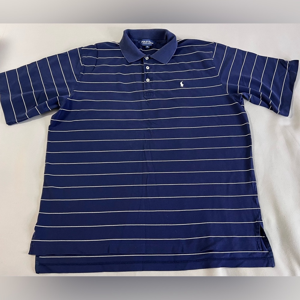 Polo Golf Ralph Lauren Pro Fit Polo Shirt Mens Sz XL Blue White Stripe